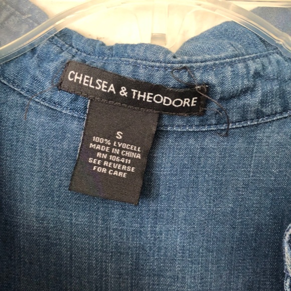 Chelsea & Theodore women Dress Sm Lyocell soft chambray denim sleeves pockets - Picture 3 of 8